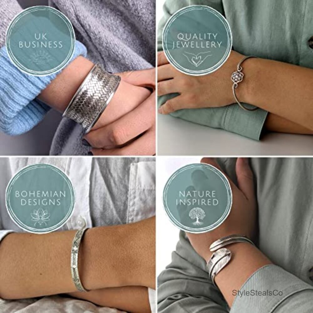 Adjustable Brass Cuff Bangle Bracelet Bohemian St… - image 3